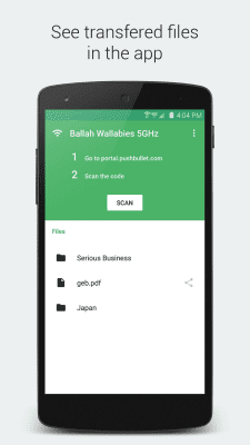 Screenshot of the application Pushbullet Portal - WiFi file transfers - #3