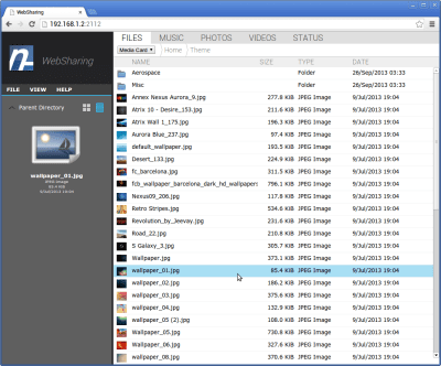 Screenshot of the application WebSharingLite (File Manager) - #3