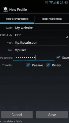 Screenshot of the application FtpCafe FTP client - #6