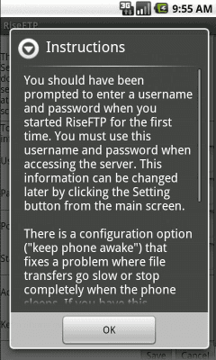Screenshot of the application Rise FTP Server - #2