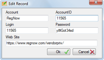 Screenshot of the application Passwords Base - #2