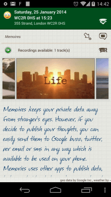Screenshot of the application Memoires: personal diary - #3