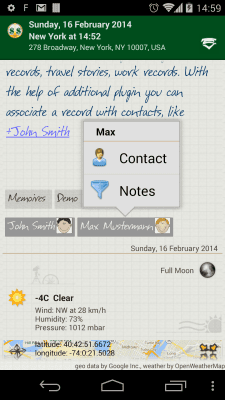 Screenshot of the application Memoires: personal diary - #4