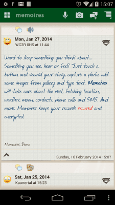 Screenshot of the application Memoires: personal diary - #7
