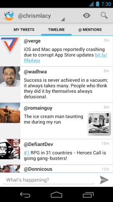 Screenshot of the application Tweet Lanes - #1