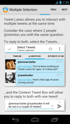 Screenshot of the application Tweet Lanes - #5