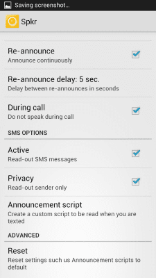 Screenshot of the application Announcer for calls and SMS - #2