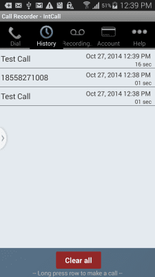 Screenshot of the application Call Recorder - IntCall - #4