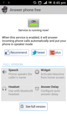 Screenshot of the application Auto Answer the phone FREE - #1