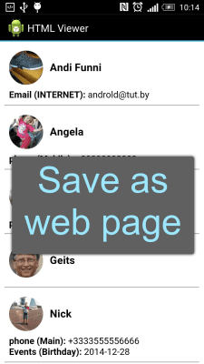 Screenshot of the application Contacts VCF - #6