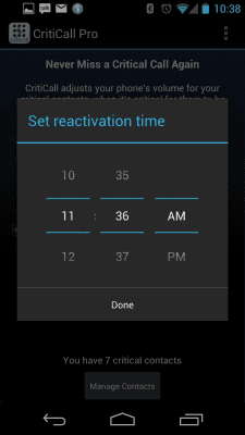 Screenshot of the application CritiCall Free - #7