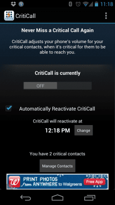 Screenshot of the application CritiCall Free - #8
