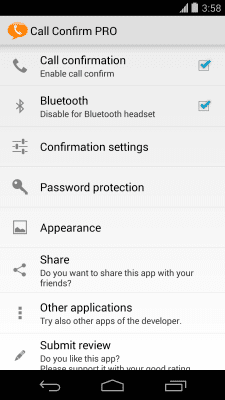 Screenshot of the application Call confirmation - #4