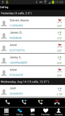 Screenshot of the application Fast Dialer - #4