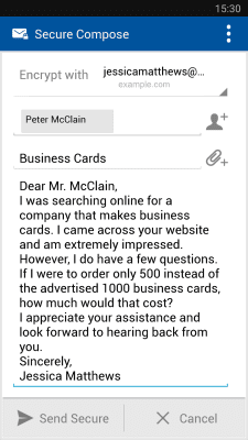 Screenshot of the application Business Class Email (BCE) - #3