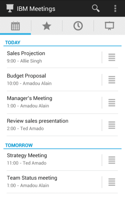 Screenshot of the application IBM Connections Meetings - #1