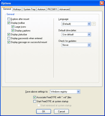 Screenshot of the application FreeOTFE - #3