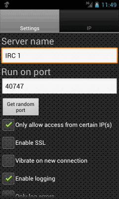 Screenshot of the application IRC Server - #3