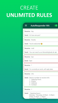 Screenshot of the application Autoresponder for WhatsApp - #3