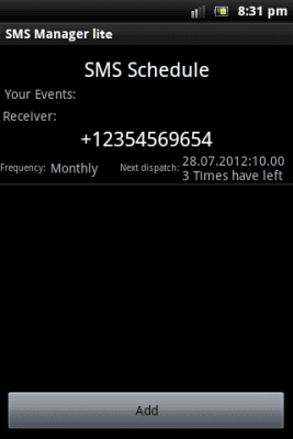 Screenshot of the application SMS lite manager - #2