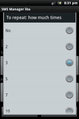 Screenshot of the application SMS lite manager - #5