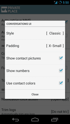 Screenshot of the application Private Place SMS MMS CALLS - #4
