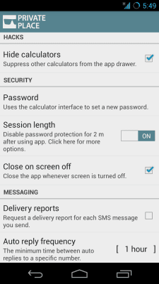 Screenshot of the application Private Place SMS MMS CALLS - #6