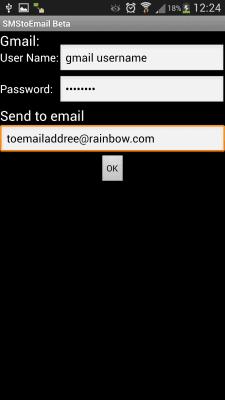 Screenshot of the application Auto SMS to Email - #1