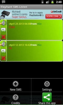 Screenshot of the application Elephant SMS Listen - #3