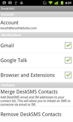 Screenshot of the application DeskSMS - #1