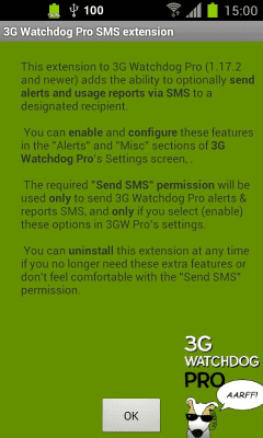 Screenshot of the application 3G Watchdog Pro SMS extension - #2
