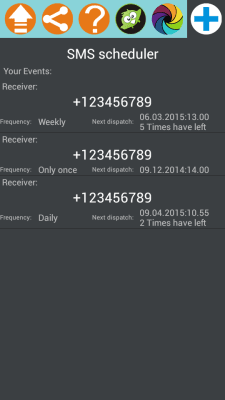 Screenshot of the application SMS scheduler - #1
