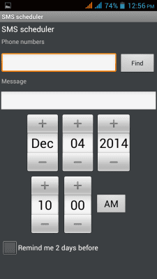 Screenshot of the application SMS scheduler - #2