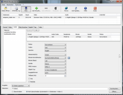 Screenshot of the application XMedia Recode Portable - #1