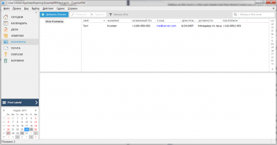 Screenshot of the application EssentialPIM Free - #5