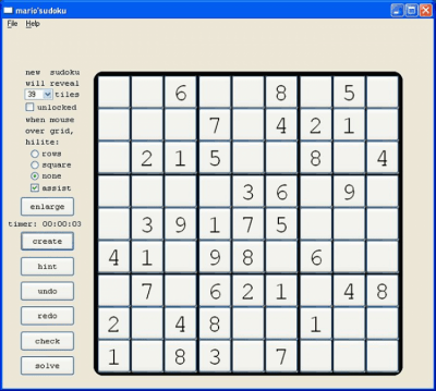 Screenshot of the application mariosudoku - #1