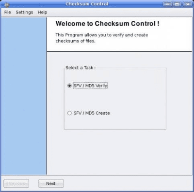 Screenshot of the application Checksum Control - #2