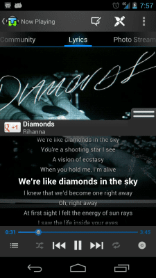 Screenshot of the application TuneWiki - lyrics + music - #1