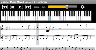 Screenshot of the application Midi Sheet Music - #1