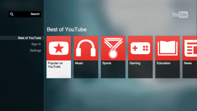 Screenshot of the application YouTube for Google TV - #1