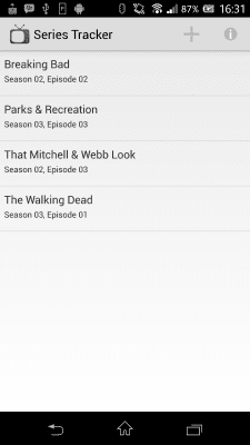 Screenshot of the application Season / TV Show Tracker - #1