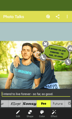 Screenshot of the application Photo talks: speech bubbles - #5