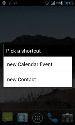 Screenshot of the application Shortcuts for Calendar/Contact - #2