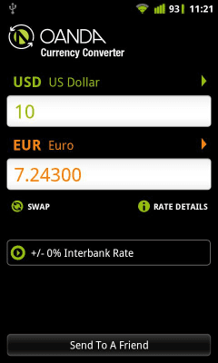 Screenshot of the application OANDA Exchange rate - #1