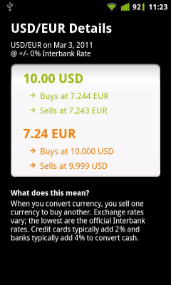 Screenshot of the application OANDA Exchange rate - #2