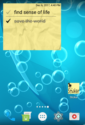 Screenshot of the application Sticker widget - #3