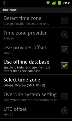 Screenshot of the application TimeZoneDB for ClockSync - #1