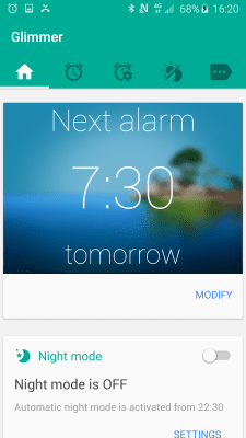 Screenshot of the application Glimmer (luminous alarm clock) - #1