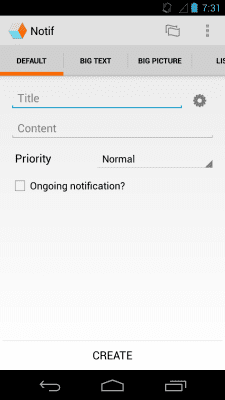 Screenshot of the application Notif - #1