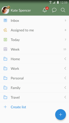 Screenshot of the application Wunderlist: to-do lists - #1